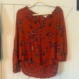 Lucky Brand Rust Floral Blouse